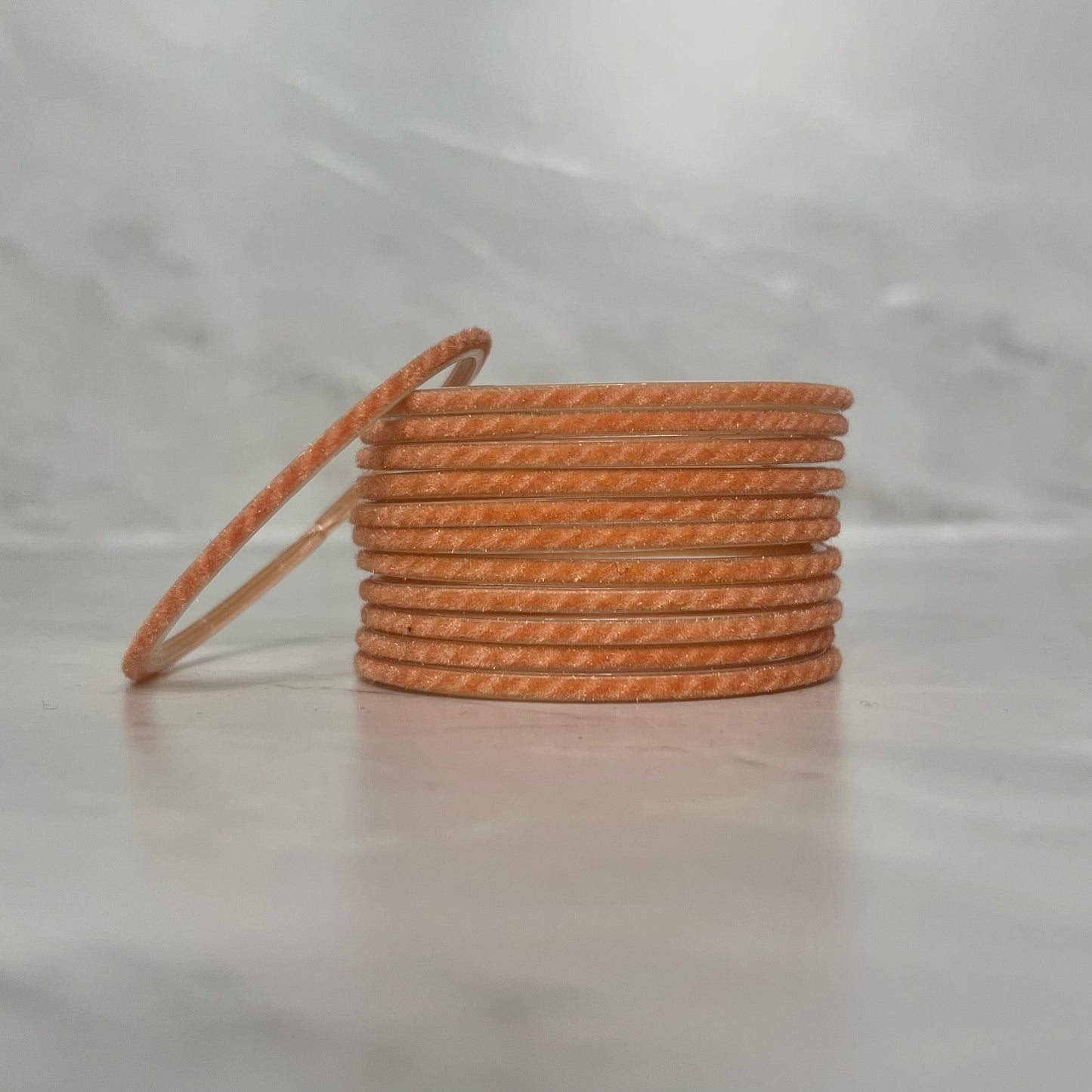 Peach Velvet Glass Bangles