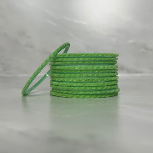 Parrot Green Velvet Glass Bangles