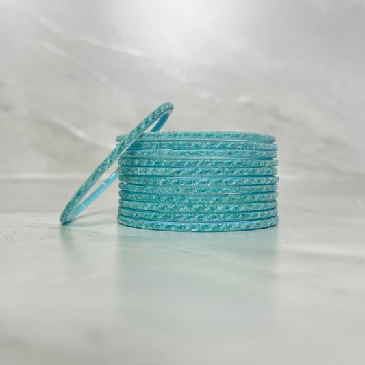 Sky Blue Velvet Glass Bangles