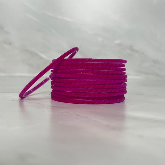 Hot Pink Velvet Glass Bangles