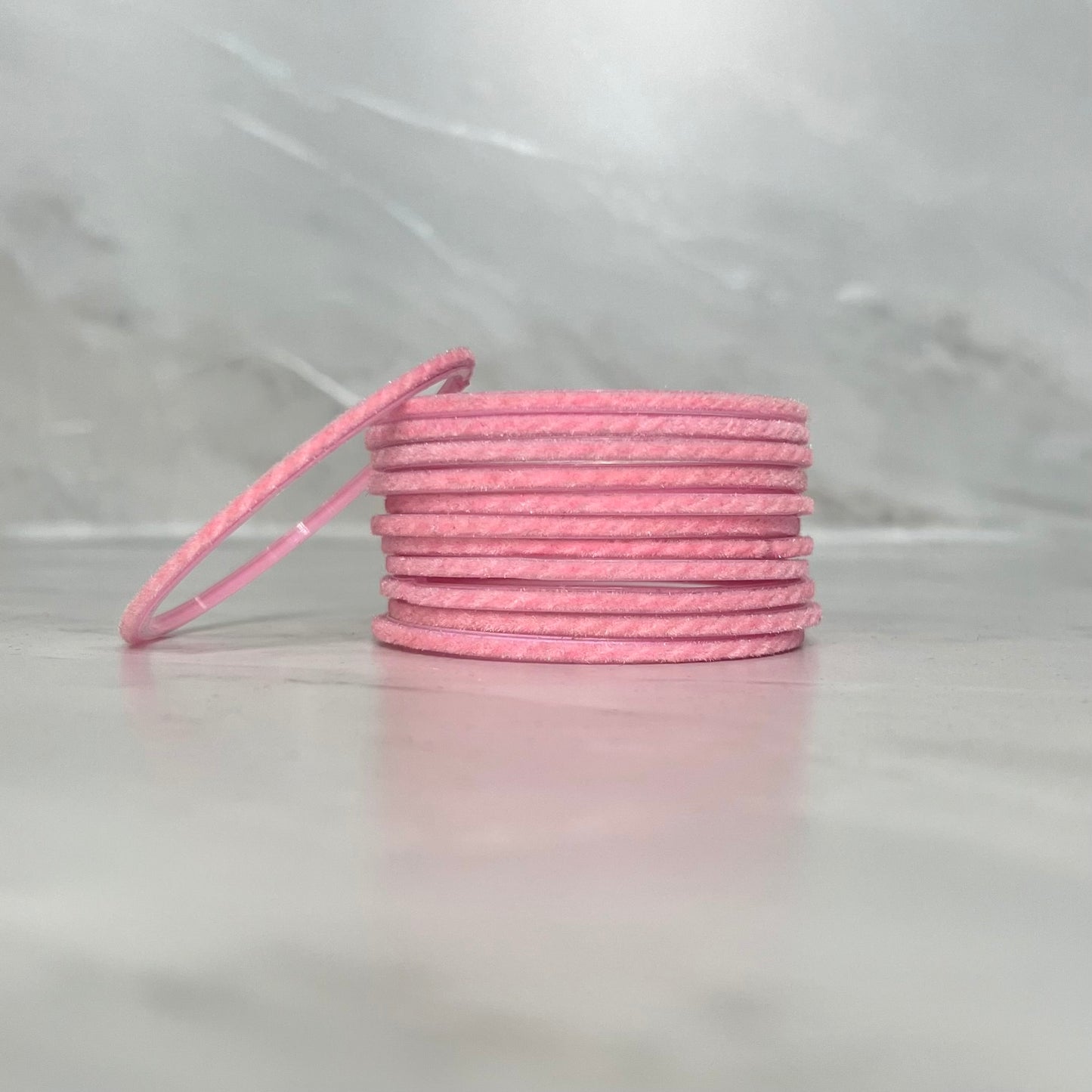 Baby Pink Velvet Glass Bangles