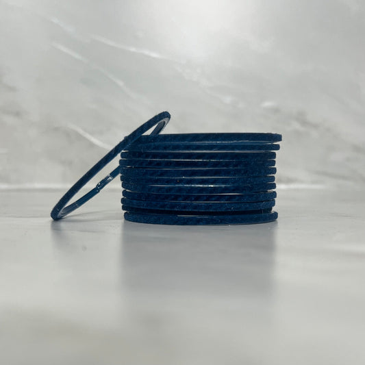 Dark Blue Velvet Glass Bangles