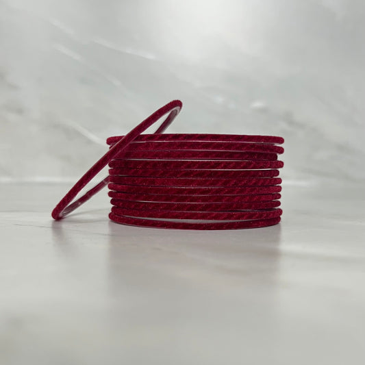 Maroon Velvet Glass Bangles