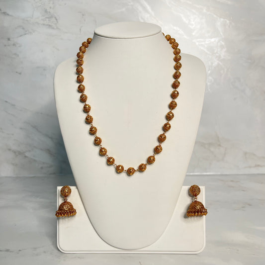 Antique Gold Mala Jhumki Set