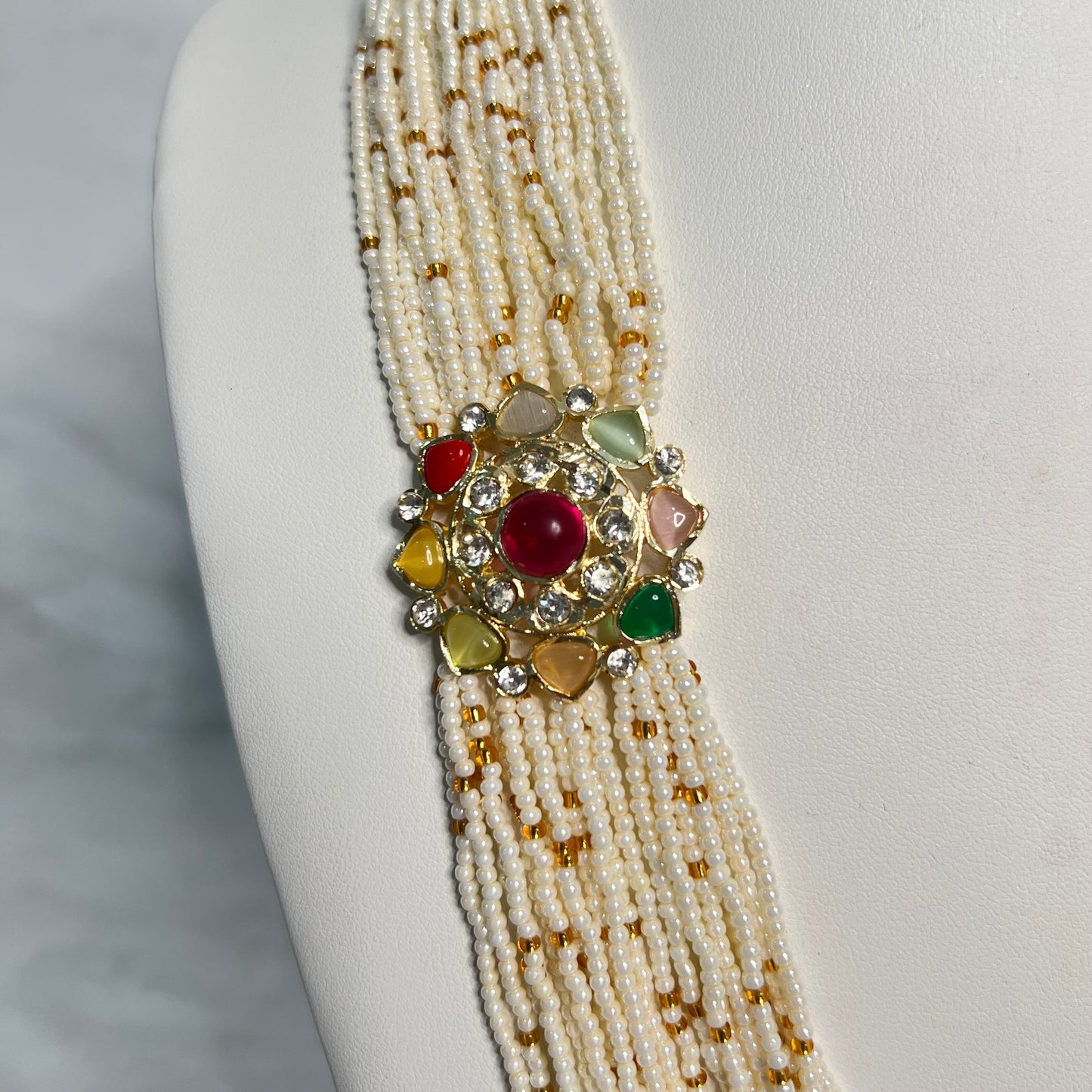 Pearl Multicolour Kundan Mala Set