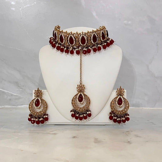 Maroon Choker Set