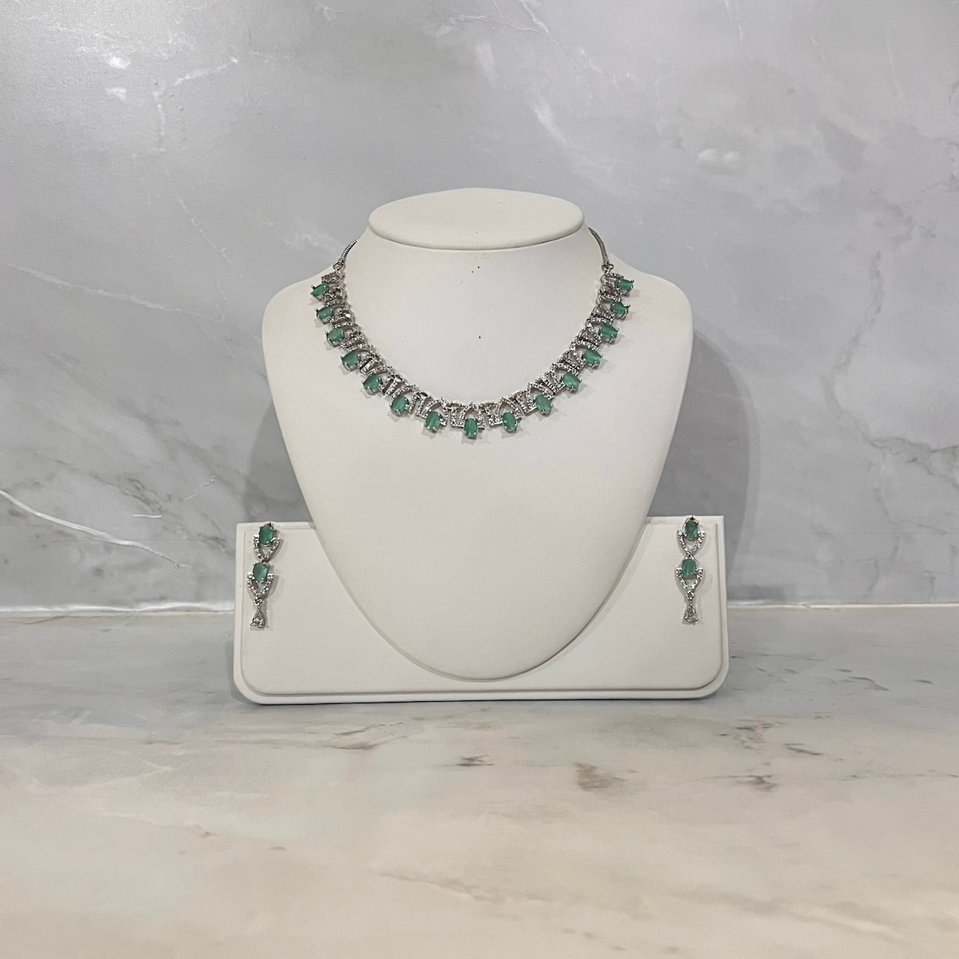 American Diamond Small Oval Drop Set