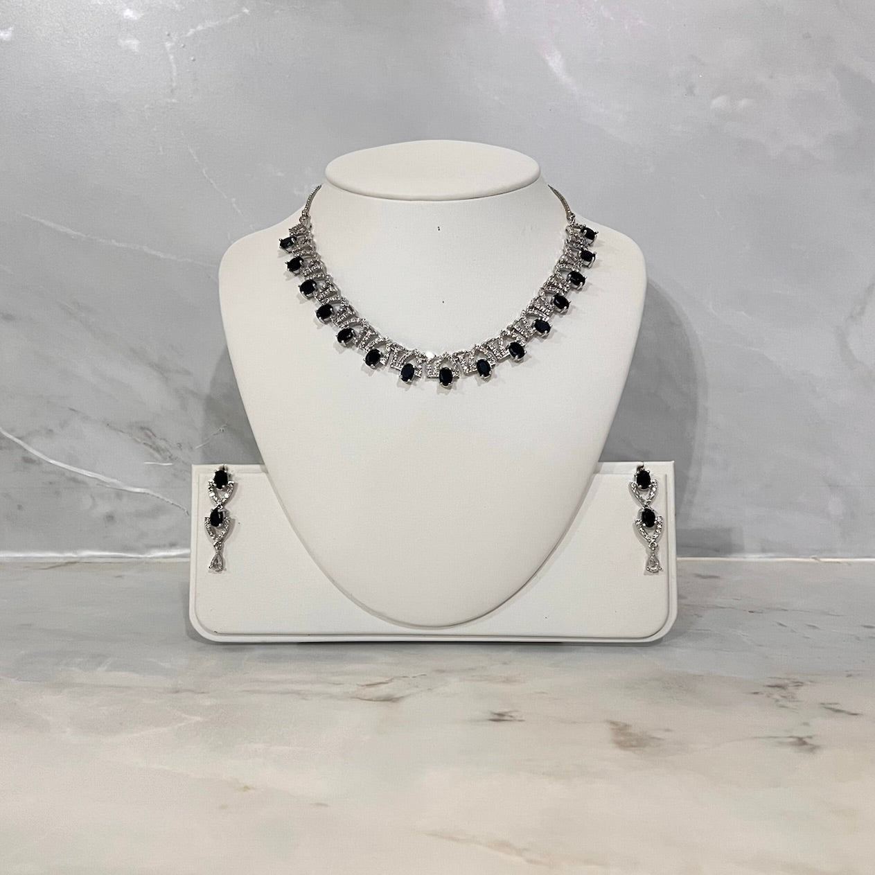 American Diamond Small Oval Drop Set